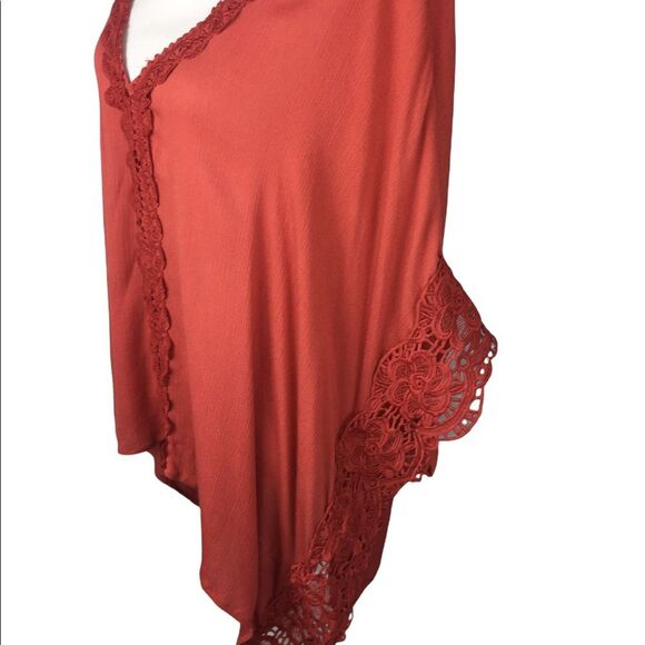NWT Kimono Top Blouse Size Large Oversized Lightweight V Neck Cinnamon - Picture 3 of 6